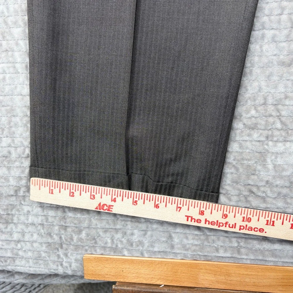 Zanella Thomas Brown Herringbone Wool Pleated‎ Cuffed Dress Pants Mens 40 Italy